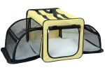 Pet Life Capacious Dual-Expandable Wire Folding Lightweight Collapsible Travel Pet Dog Crate - Khaki - X-Small
