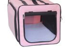 Pet Life Capacious Dual-Expandable Wire Folding Lightweight Collapsible Travel Pet Dog Crate - Pink - Small