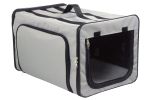 Pet Life Capacious Dual-Expandable Wire Folding Lightweight Collapsible Travel Pet Dog Crate - Grey - X-Small