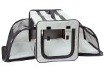 Pet Life Capacious Dual-Expandable Wire Folding Lightweight Collapsible Travel Pet Dog Crate - Grey - Medium