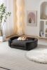 Scandinavian style Elevated Dog Bed Pet Sofa With Solid Wood legs and Black Bent Wood Back, Cashmere Cushion,Large Size - as Pic