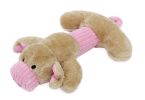 Pet Life Cozy Play Plush 2 Set Of Matching Squeaking Chew Dog Toys - Pink/Brown