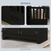 PawHut Large Elevated Dog Bowls with Storage Cabinet Containing Large 37L Capacity, Raised Dog Bowl Stand Pet Food Bowl Dog Feeding Station, Black