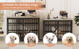 Furniture style dog crate wrought iron frame door with side openings, Grey, 43.3''W x 29.9''D x 33.5''H. - as Pic