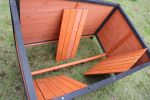 46"Dog House Outdoor & Indoor Wooden Dog Kennel for Winter with Raised Feet Weatherproof for Large Dogs(Gold red and black)PVC waterproof roof(L) - as