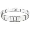 Dog Playpen 16 Panels Steel 31.5"x23.6" Black - Black