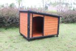 46"Dog House Outdoor & Indoor Wooden Dog Kennel for Winter with Raised Feet Weatherproof for Large Dogs(Gold red and black)PVC waterproof roof(L) - as
