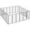 24-Panel Dog Playpen Black 19.7"x39.4" Powder-coated Steel - Black