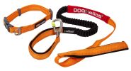 Dog Helios Neo-Indestructible Easy-Tension Sporty Embroidered Thick Durable Pet Dog Leash And Collar - Orange - Large