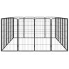 20-Panel Dog Playpen Black 19.7"x39.4" Powder-coated Steel - Black