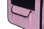 Pet Life Capacious Dual-Expandable Wire Folding Lightweight Collapsible Travel Pet Dog Crate - Pink - Small