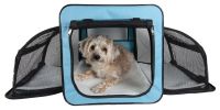 Pet Life Capacious Dual-Expandable Wire Folding Lightweight Collapsible Travel Pet Dog Crate - Blue - Medium