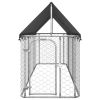 Outdoor Dog Kennel with Roof 157.5"x39.4"x59.1" - Silver
