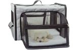 Pet Life Capacious Dual-Expandable Wire Folding Lightweight Collapsible Travel Pet Dog Crate - Grey - X-Small