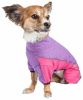 Pet Life Active 'Chase Pacer' Heathered Performance 4-Way Stretch Two-Toned Full Body Warm Up - Purple - Large