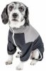 Pet Life Active 'Embarker' Heathered Performance 4-Way Stretch Two-Toned Full Body Warm Up - Black - Large