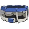 Foldable Dog Playpen with Carrying Bag Blue 49.2"x49.2"x24" - Blue