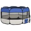 Foldable Dog Playpen with Carrying Bag Blue 49.2"x49.2"x24" - Blue