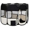 Foldable Dog Playpen with Carrying Bag Black 35.4"x35.4"x22.8" - Black