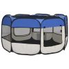 Foldable Dog Playpen with Carrying Bag Blue 49.2"x49.2"x24" - Blue