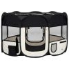 Foldable Dog Playpen with Carrying Bag Black 49.2"x49.2"x24" - Black