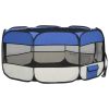 Foldable Dog Playpen with Carrying Bag Blue 57.1"x57.1"x24" - Blue