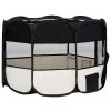 Foldable Dog Playpen with Carrying Bag Black 43.3"x43.3"x22.8" - Black