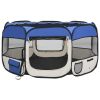 Foldable Dog Playpen with Carrying Bag Blue 49.2"x49.2"x24" - Blue