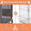 46in Heavy Duty Dog Crate, Furniture Style Dog Crate with Removable Trays and Wheels for High Anxiety Dogs - as Pic