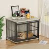 Furniture dog crate sliding iron door dog crate with mat. (Grey,43.7''W x 30''D x 33.7''H) - as Pic