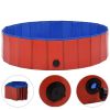 Foldable Dog Swimming Pool Red 47.2"x11.8" PVC - Red