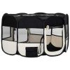 Foldable Dog Playpen with Carrying Bag Black 57.1"x57.1"x24" - Black