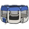 Foldable Dog Playpen with Carrying Bag Blue 43.3"x43.3"x22.8" - Blue