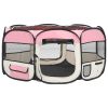 Foldable Dog Playpen with Carrying Bag Pink 57.1"x57.1"x24" - Pink