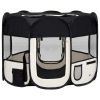 Foldable Dog Playpen with Carrying Bag Black 35.4"x35.4"x22.8" - Black
