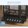PawHut 36" Heavy Duty Dog Crate Metal Cage Kennel with Lockable Wheels, Double Door and Removable Tray, Gray