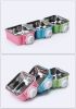 Stainless Steel Pet Crate Bowl Removable Cage Hanging Bowls with Bolt Holder for Pets - blue