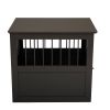 Wood Dog Crate Furniture, End Table Designed Dog Kennel with Side Slats, Brown - as Pic
