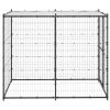 Outdoor Dog Kennel Steel with Roof 43.3"x86.6"x70.9" - Black