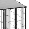 Dog Kennel Black 43.3"x43.3"x43.3" Steel - Black