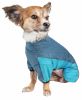 Pet Life Active 'Chase Pacer' Heathered Performance 4-Way Stretch Two-Toned Full Body Warm Up - Blue - X-Small