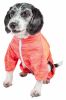 Pet Life Active 'Downward Dog' Heathered Performance 4-Way Stretch Two-Toned Full Body Warm Up Hoodie - Orange - Medium
