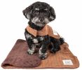 Touchdog 2-In-1 Windowpane Plaided Dog Jacket With Matching Reversible Dog Mat - Brown - Small