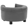 Dog Sofa Gray 18.9"x18.9"x12.6" Plush and Faux Leather - Grey