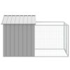 Dog House with Run Light Gray 46.1"x79.1"x48.4" Galvanized Steel - Gray
