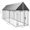 Outdoor Dog Kennel with Roof 157.5"x39.4"x59.1" - Silver