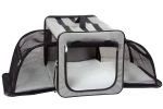 Pet Life Capacious Dual-Expandable Wire Folding Lightweight Collapsible Travel Pet Dog Crate - Grey - X-Small