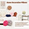 Soft Knot Ball Pillows Throw Knotted Handmade Round Plush Pillow - yellow - 28CM