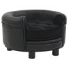 Dog Sofa Black 18.9"x18.9"x12.6" Plush and Faux Leather - Black