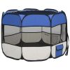 Foldable Dog Playpen with Carrying Bag Blue 35.4"x35.4"x22.8" - Blue